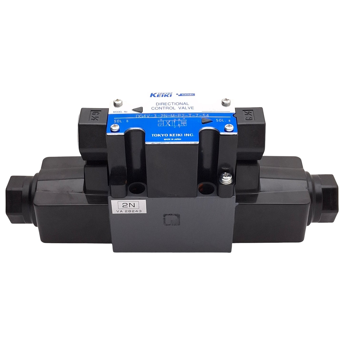 New – Open box Tokyo Keiki DG4V-3-2N-M-P2-T-7-54 Double Solenoid Valve, 35MPa, 100VAC Coils