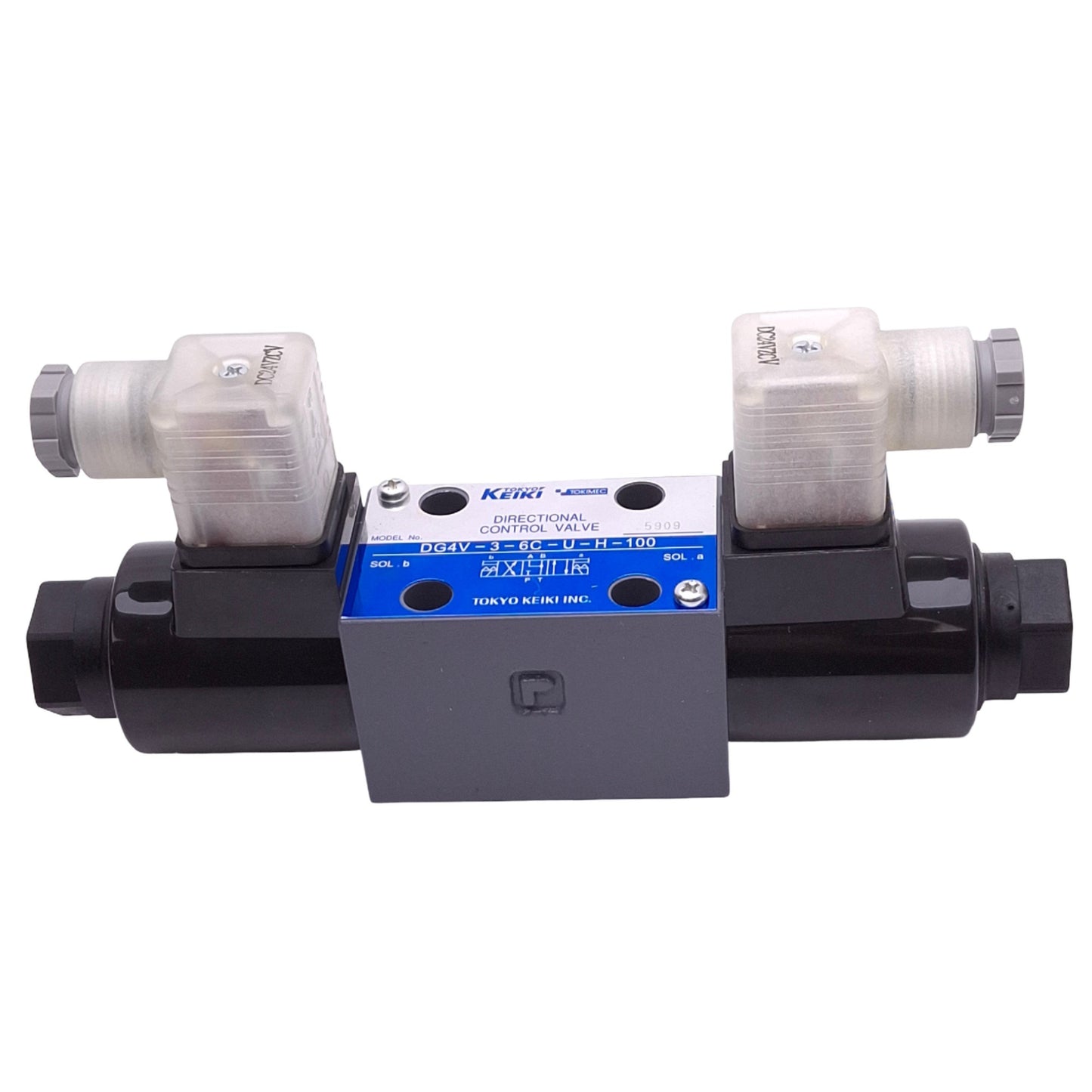 New – Open box Tokyo Keiki DG4V-3-6C-U-H-100 Hydraulic Directional Control Valve, 24VDC Coil
