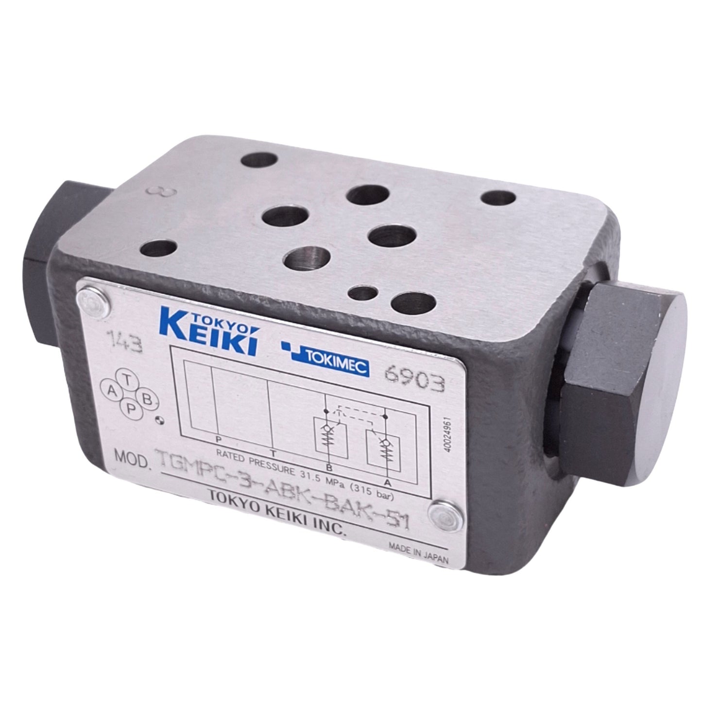 New – Open box Tokyo Keiki TGMPC-3-ABK-BAK-51 Hydraulic Check Valve, 31.5MPa Max, 60L/min Flow