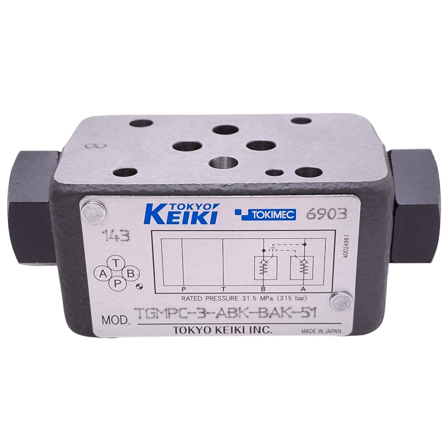 New – Open box Tokyo Keiki TGMPC-3-ABK-BAK-51 Hydraulic Check Valve, 31.5MPa Max, 60L/min Flow