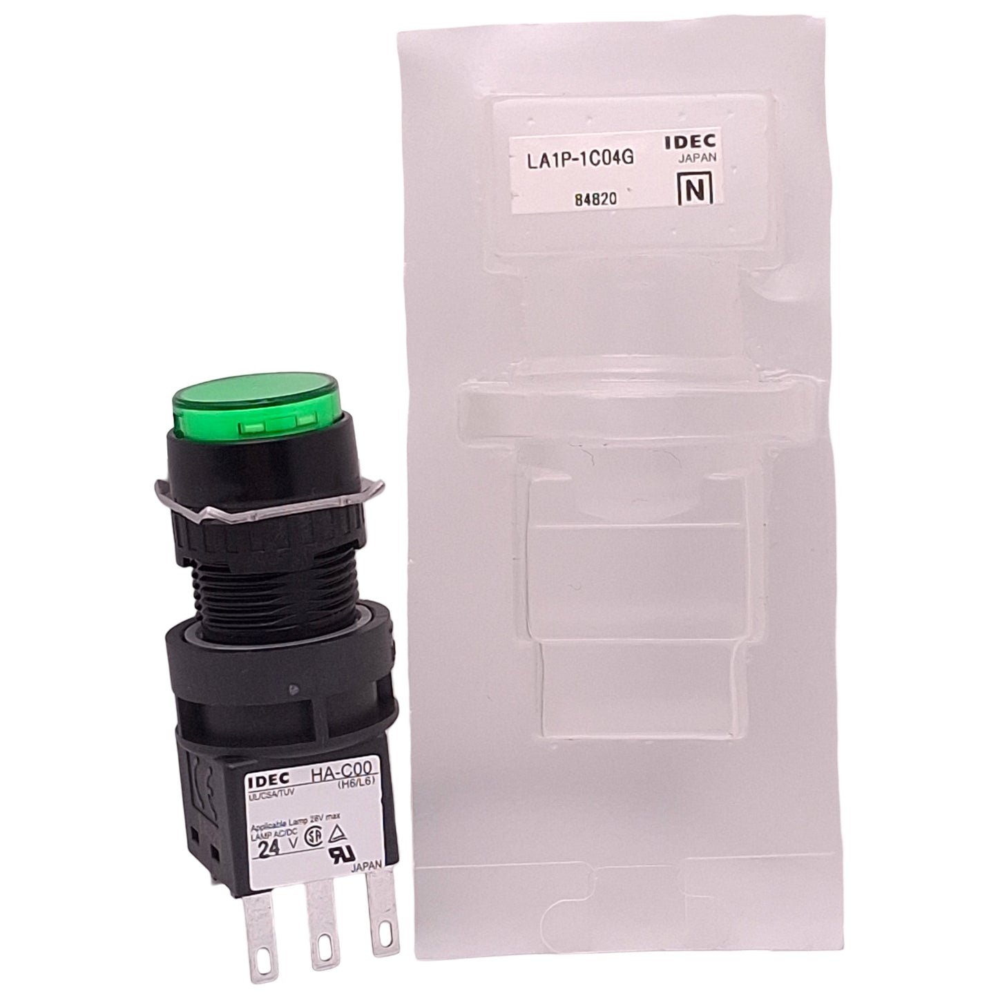 New Idec LA1P-1C04G Indicator Pilot Lamp Switch, Green, 24VAC/VDC, ø16mm