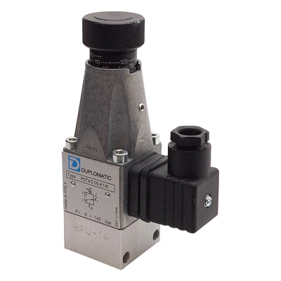 New – Open box Duplomatic PST4/21N-K1/K Pressure Switch, 350bar, 6-140bar Adjustment, 1/4in BSP