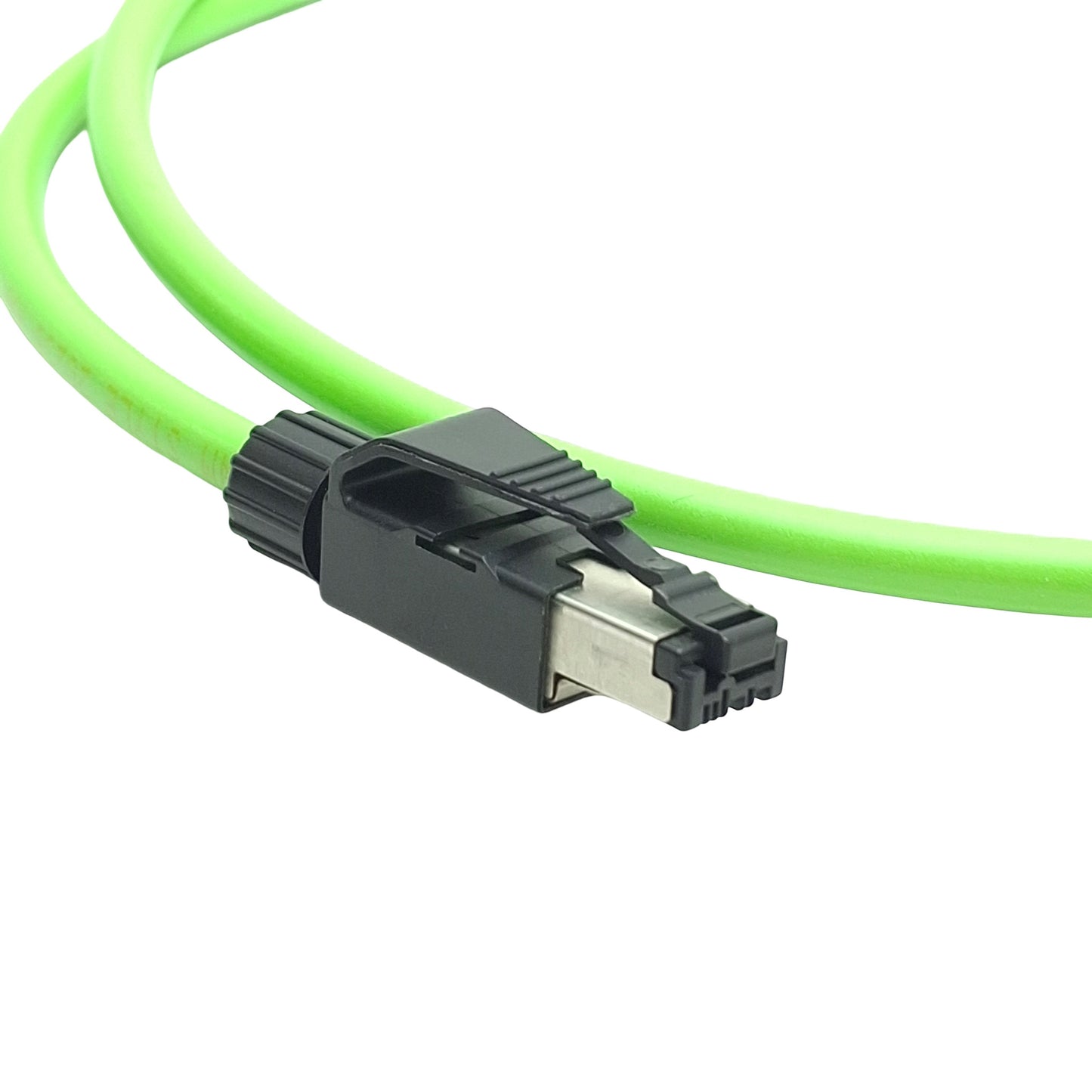 Used Woodhead Molex E16A06011M010 Shielded Ethernet Cable, M12 4-Pin To RJ45, 1m