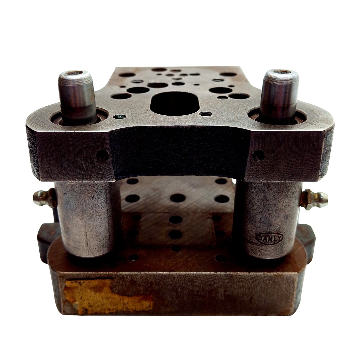 Used Danly Die Set, Two Post, Two Shoe, 3 3/8in x 2 5/8in Shoes, ø1/2in Posts