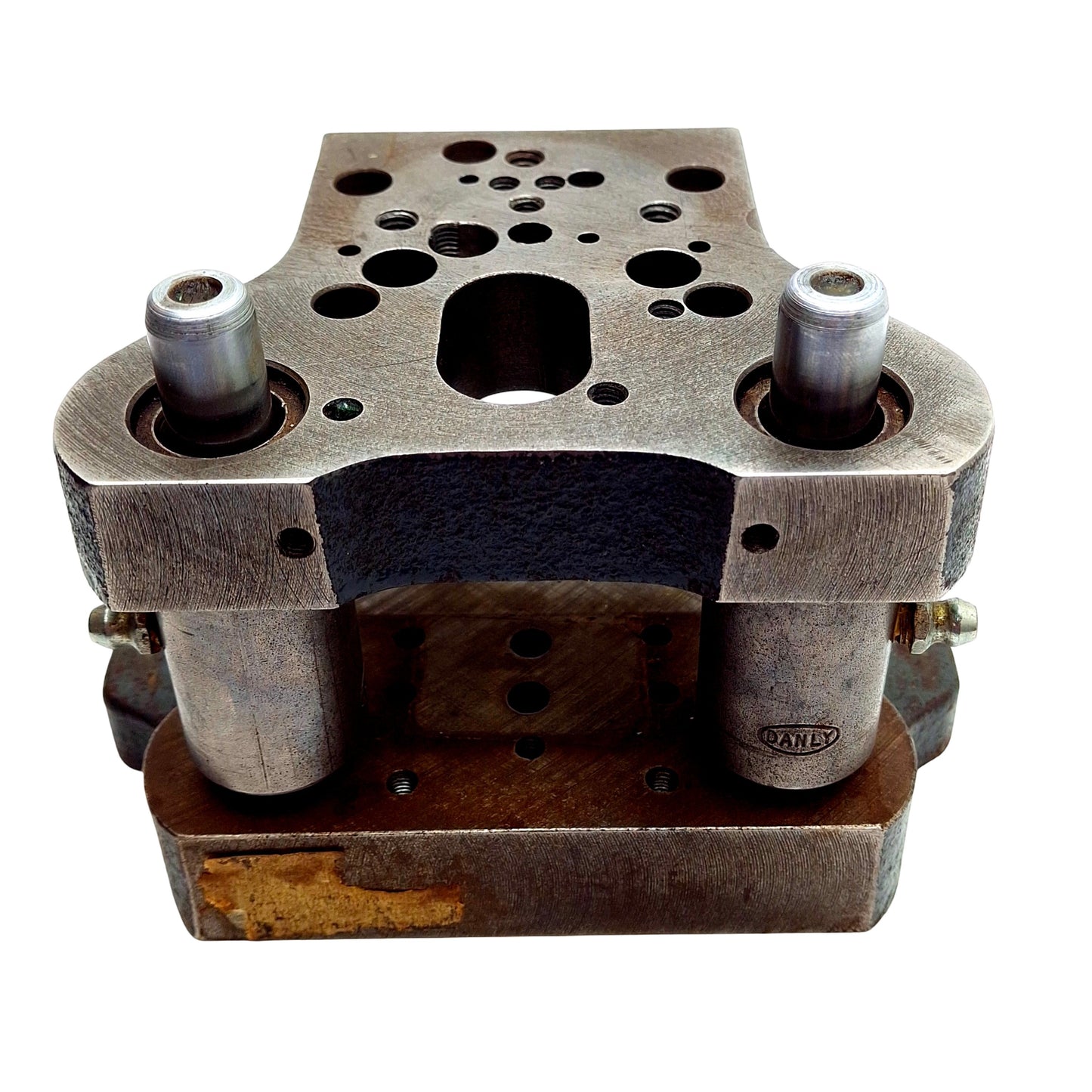 Used Danly Die Set, Two Post, Two Shoe, 3 3/8in x 2 5/8in Shoes, ø1/2in Posts