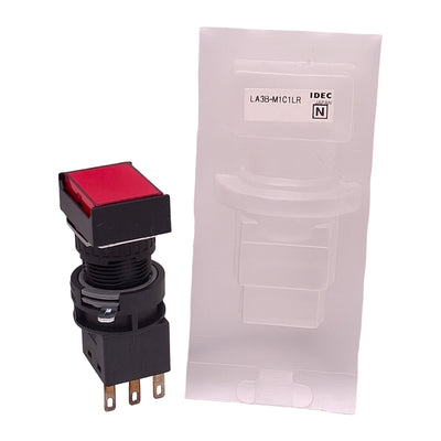 New Idec LA3B-M1C1LR Red Momentary Pushbutton, 25mm, SPDT, 125VAC/30VDC 0.1A