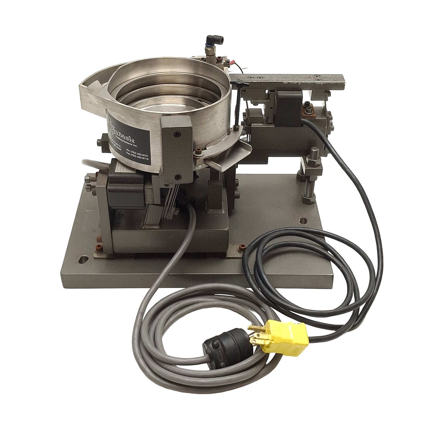 Used Pinnacle Feeding Systems Vibratory Bowl Feeder 120VAC, ø6in Bowl w/ Base