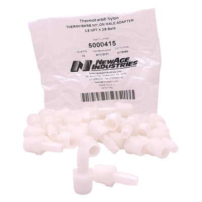 New Lot of 30 NewAge 5000415 Thermobarb Nylon Adapter 3/8" Male NPT x 3/8" Hose Barb