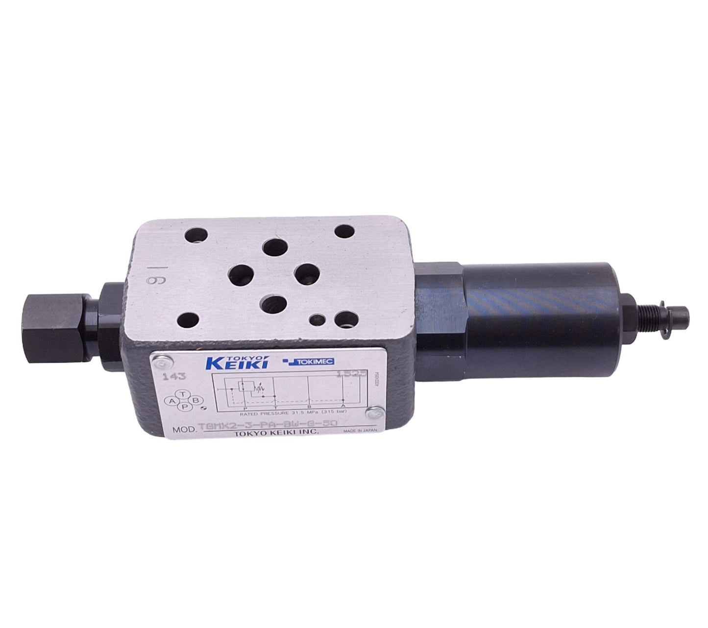 Used Tokyo Keiki TGMX2-3-PA-BW-G-50 Hydraulic Pressure Reducing Valve, 31.5MPa Max