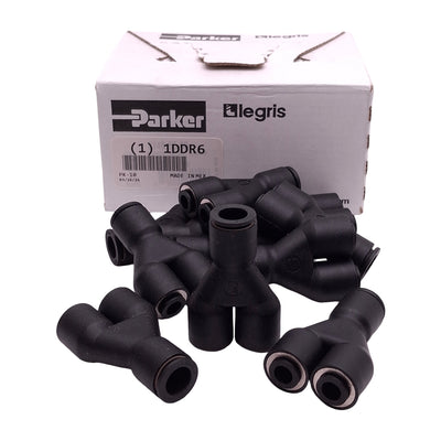 New Lot of 10 Parker Legris 1DDR6 Wye Fitting, ø3/8" x ø1/4" x ø1/4" Tube, 290psi