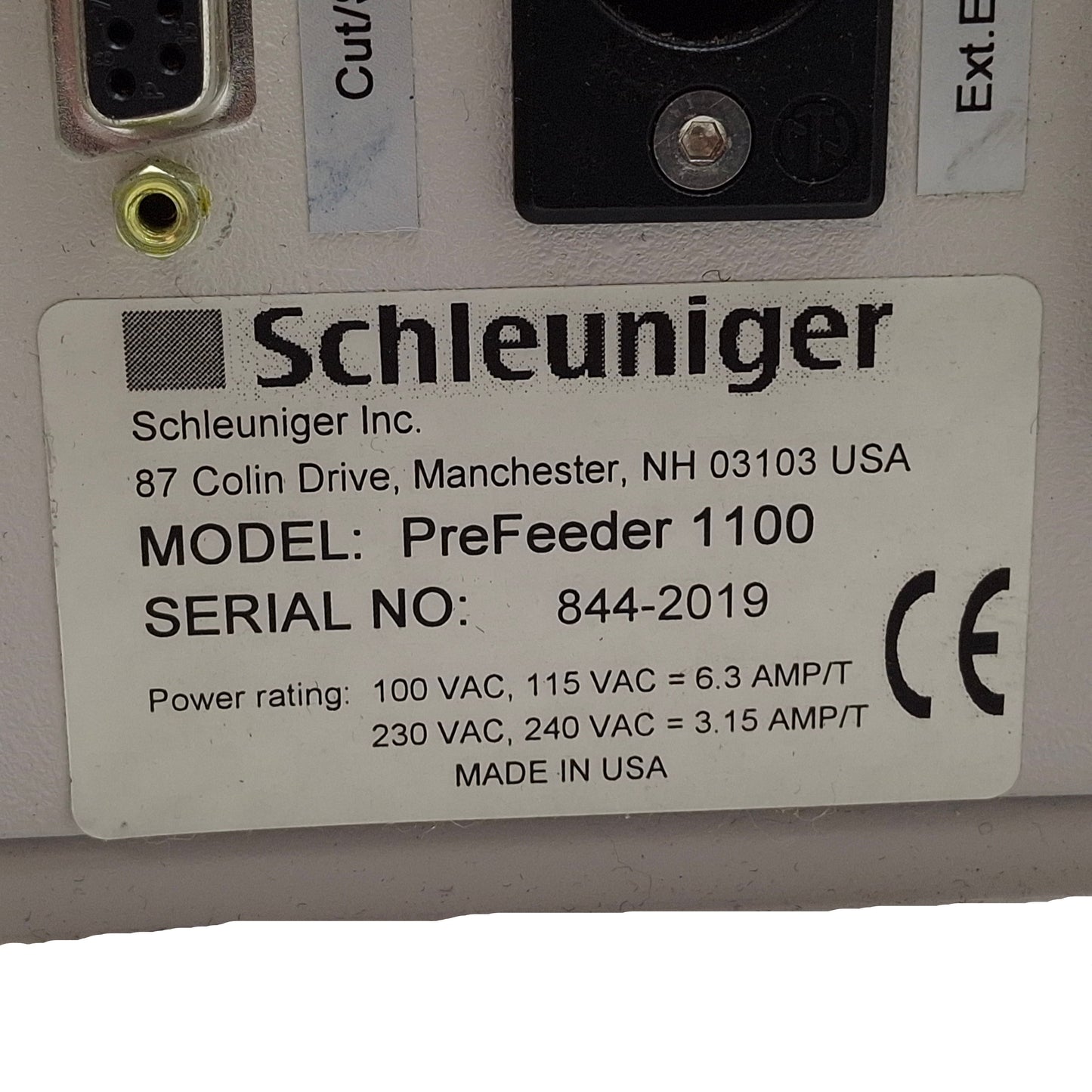 Used Schleuniger 1100 PreFeeder ø6mm Material, 457x419x500mm, 100/120/220/240VAC
