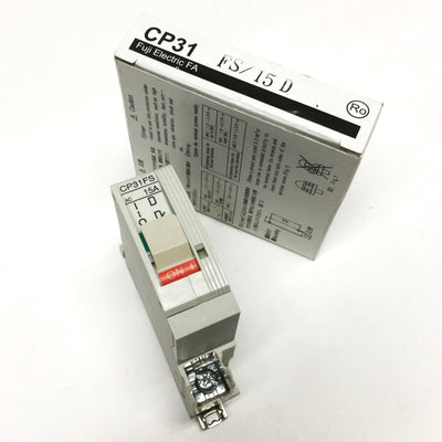 New Fuji CP31FS/15D Circuit Breaker 1-Pole, Long Trip w/Inertia Delay 15A, 240VAC