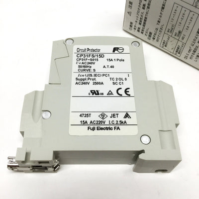 New Fuji CP31FS/15D Circuit Breaker 1-Pole, Long Trip w/Inertia Delay 15A, 240VAC