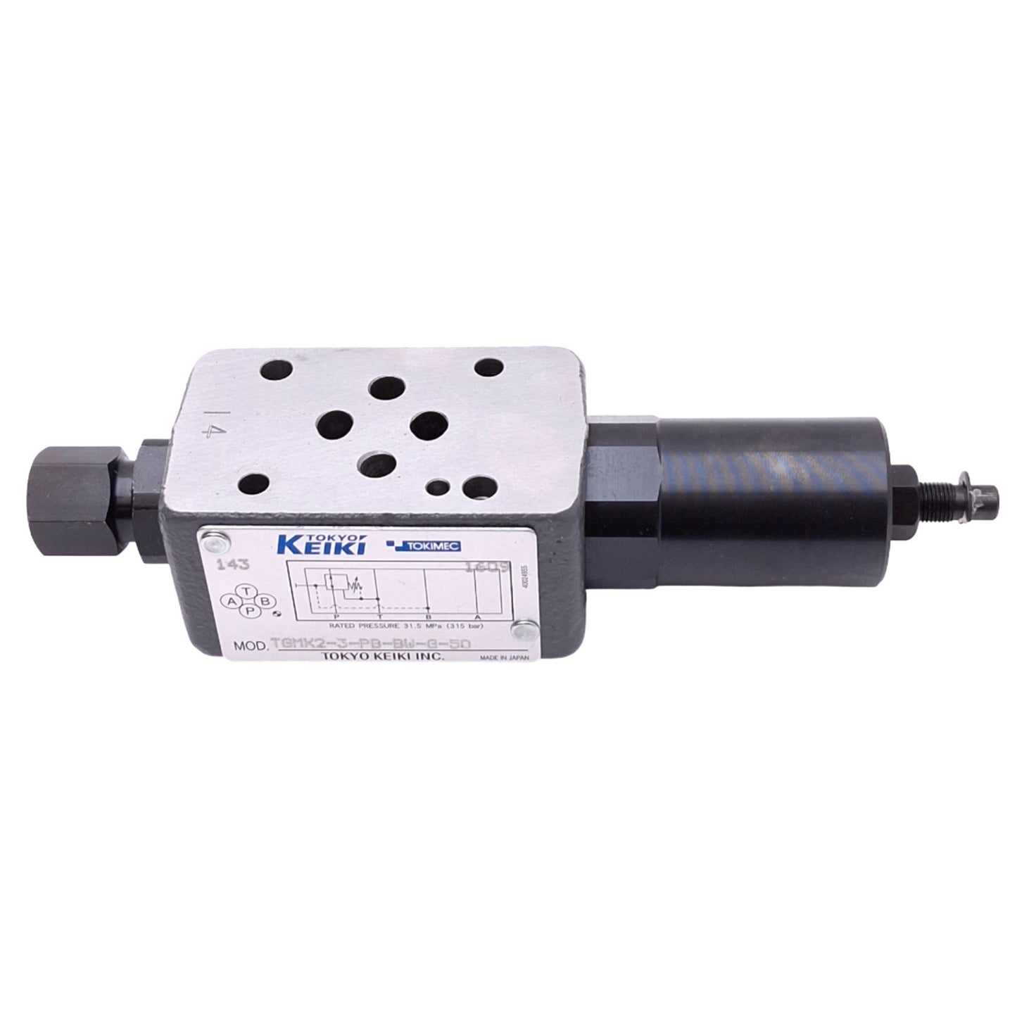 Used Tokyo Keiki TGMX2-3-PB-BW-G-50 Hydraulic Pressure Reducing Valve, 31.5MPa Max