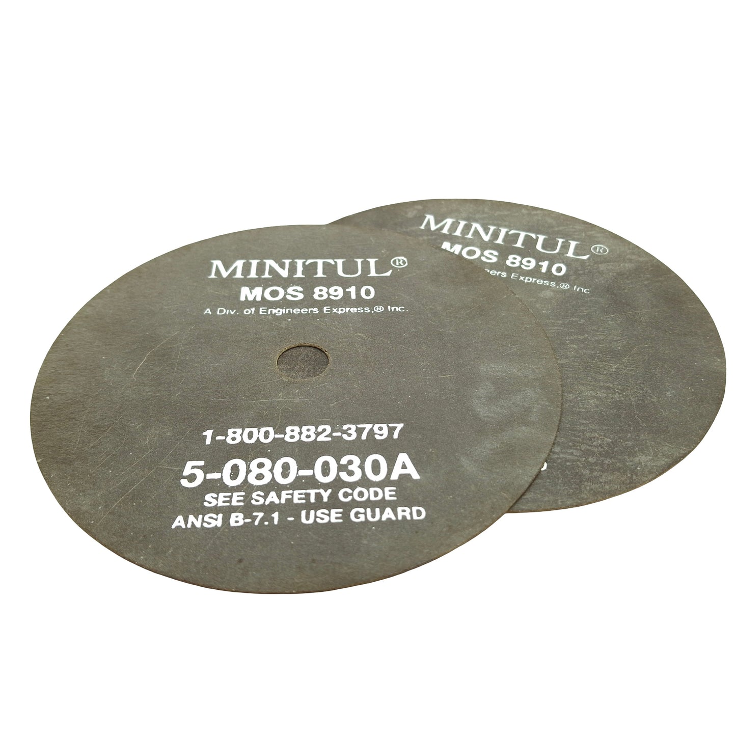 Used Lot of 2 Minitul 5-080-030A Heavy Duty Abrasive Blade, ø5in Blade, ø1/2in Arbor