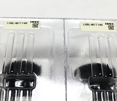 New Lot of 2 Idec LB6L-M1T14R LED Illuminated Momentary Pushbutton, Red, 16mm, SPDT