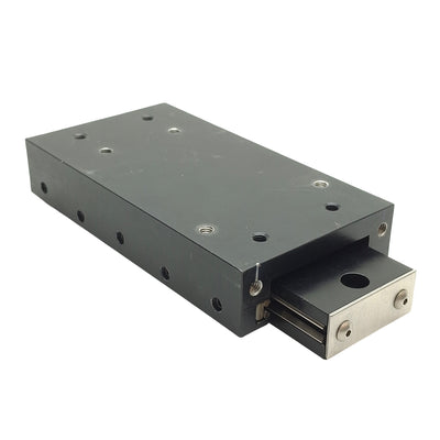 Used Del-Tron RS3-3 Crossed Roller Slide 3in Travel 440lbs Load, 5in x 2.62in *Holes*