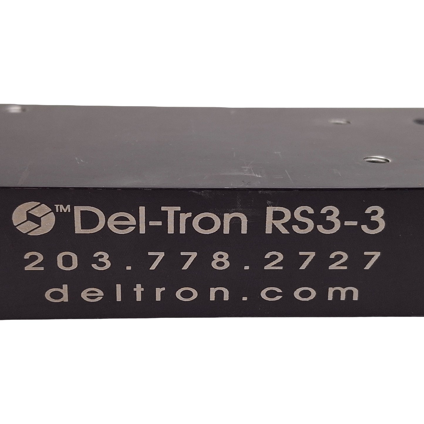 Used Del-Tron RS3-3 Crossed Roller Slide 3in Travel 440lbs Load, 5in x 2.62in *Holes*