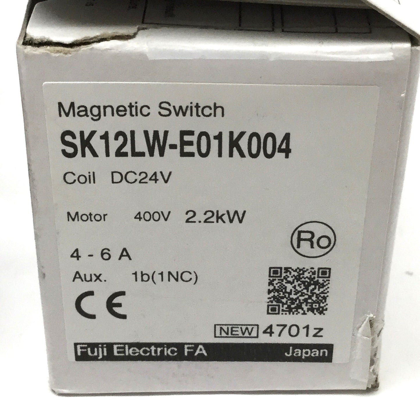 New Fuji SK12LW-E01K004 Magnetic Switch, 3-Pole+1NC, 4-6A Overload Relay, 24VDC Coil