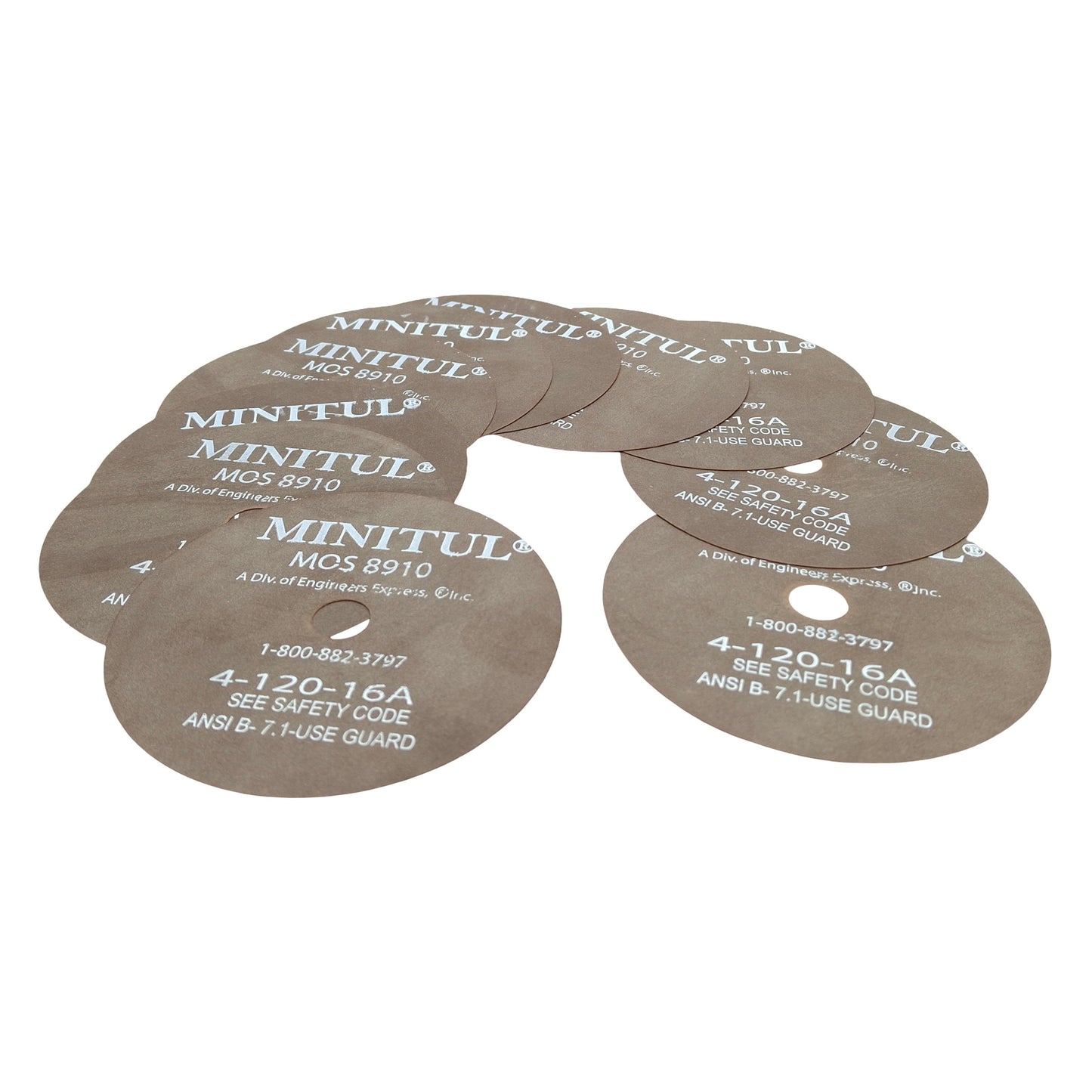 New Lot of 10 Minitul 4-120-16A Non-Reinforced Rubber Abrasive Blade, ø4in