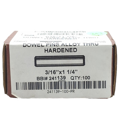 New Lot of 100 Brighton Best 241139-100-PR Alloy Steel Dowel Pins, ø3/16in x 1-1/4in