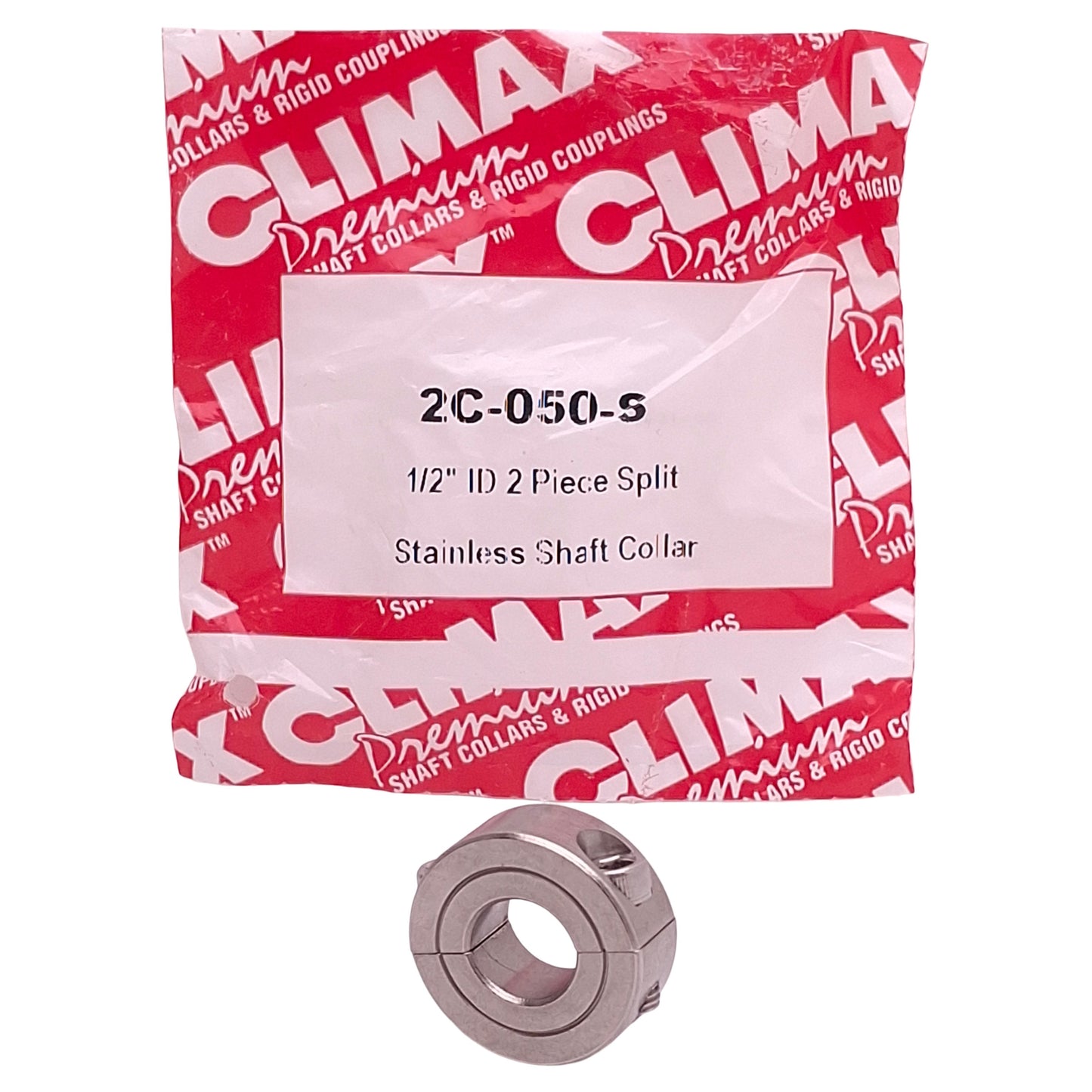New Climax 2C-050-S Two Piece Shaft Collar ø1/2in Bore, ø1-1/8in OD, Stainless Steel