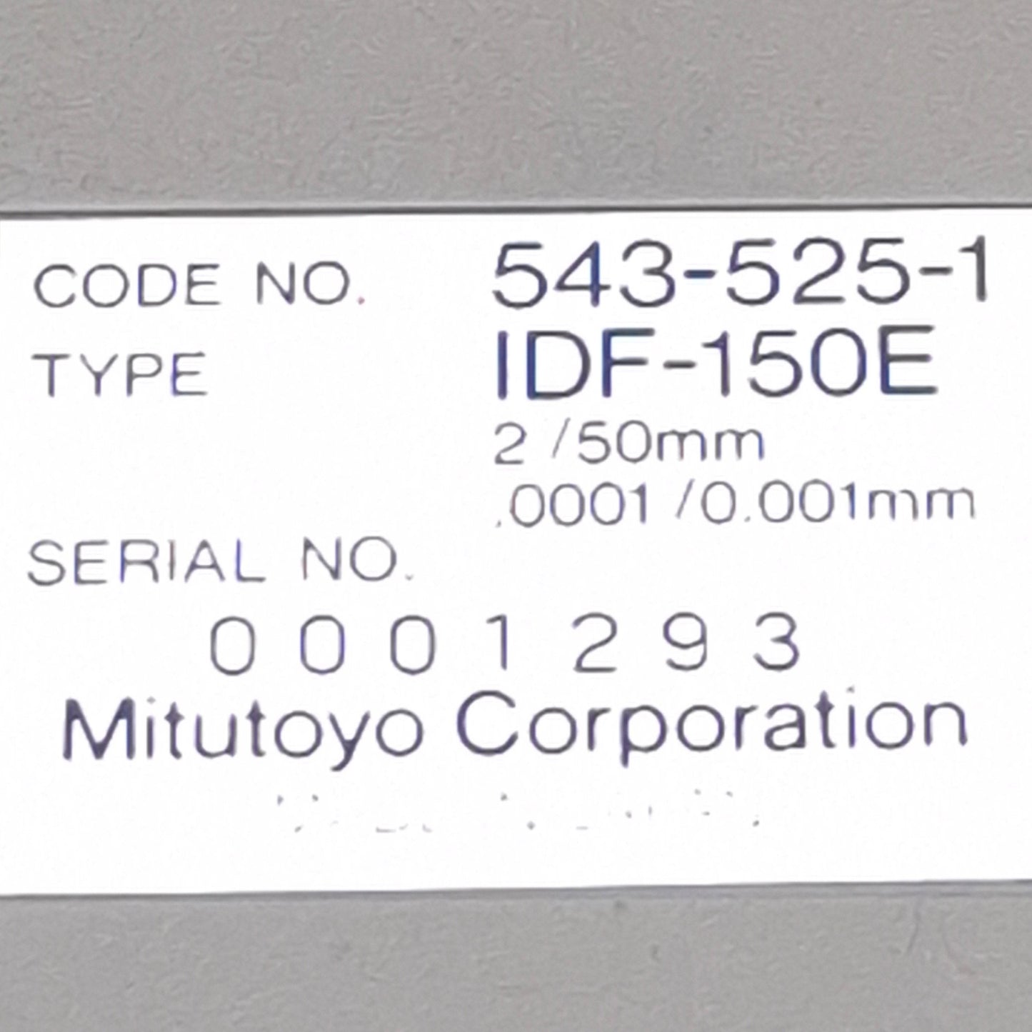 Used Mitutoyo IDF-150E Digimatic Digital Indicator 50.8mm Range, 2.3N or Less, 9VAC