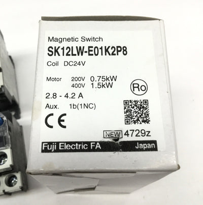New Fuji SK12LW-E01K2P8 Magnetic Switch, 3-Pole+1NC, 2.8-4.2A Overload Relay, 24VDC