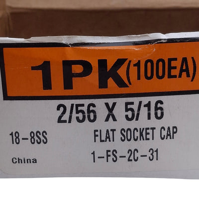 New Lot of 200 2/56 X 5/16 Stainless Steel Flat Socket Cap #2-56 Thread, 5/16 Length