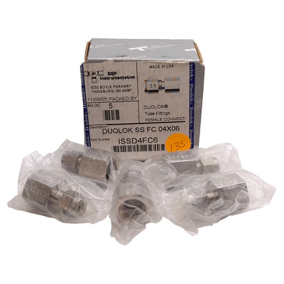 New Lot of 5 SSP ISSD4FC6 Duolok Female Connector, ø1/4in Tube Ferrule, 3/8in NPT
