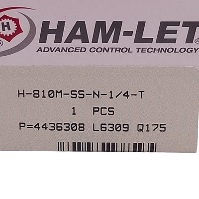 New Ham-Let H-810M-SS-N-1/4-T Ball Valve, 1/4in x 1/4in x 1/4in Female NPT, 3000psig