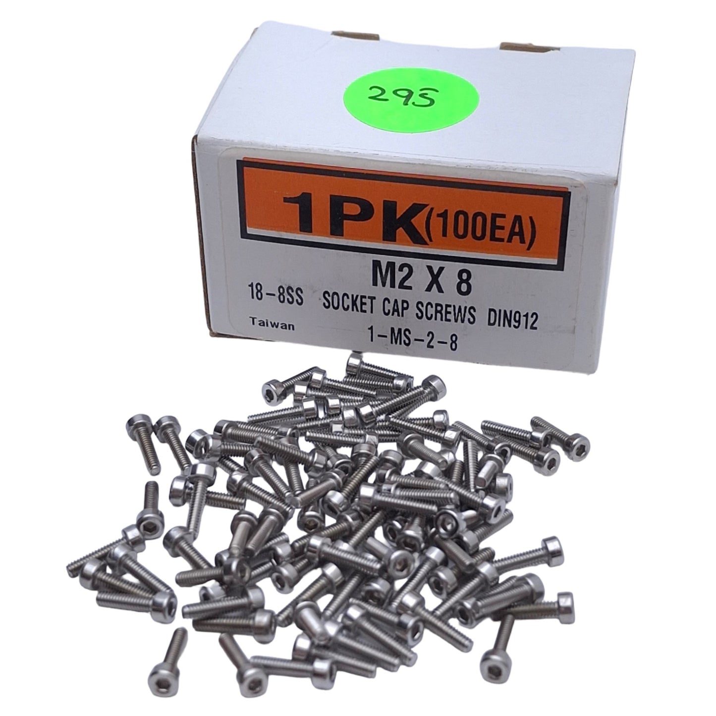 New Lot of 100 M2x8 Stainless Steel Socket Cap Screw M2 Thread, 8mm Length, 3.8mm