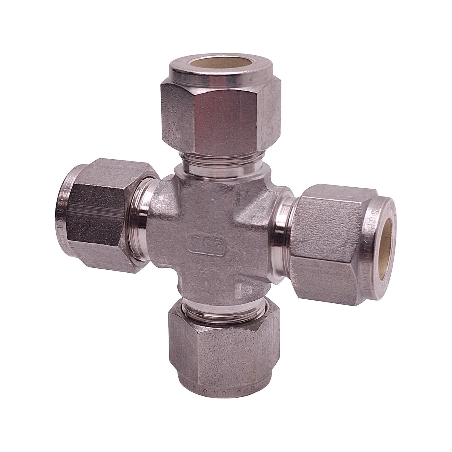 New SSP ISSD8UCS Duolok Union Cross Fitting, 4-Way ø1/2in Tube, 316 Stainless Steel