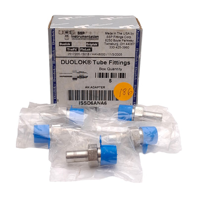 New Lot of 5 SSP ISSD6ANA6 Duolok Male AN Adapter, ø3/8 Tube Stub, 3/8in AN Flare