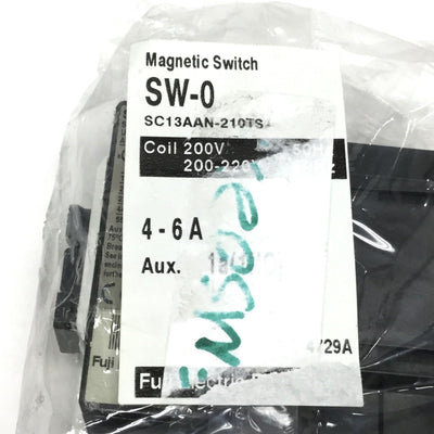 New Fuji SW-0 Magnetic Switch Motor Starter, 3-Pole+1NO, 4-6A Overload Relay, 200VAC