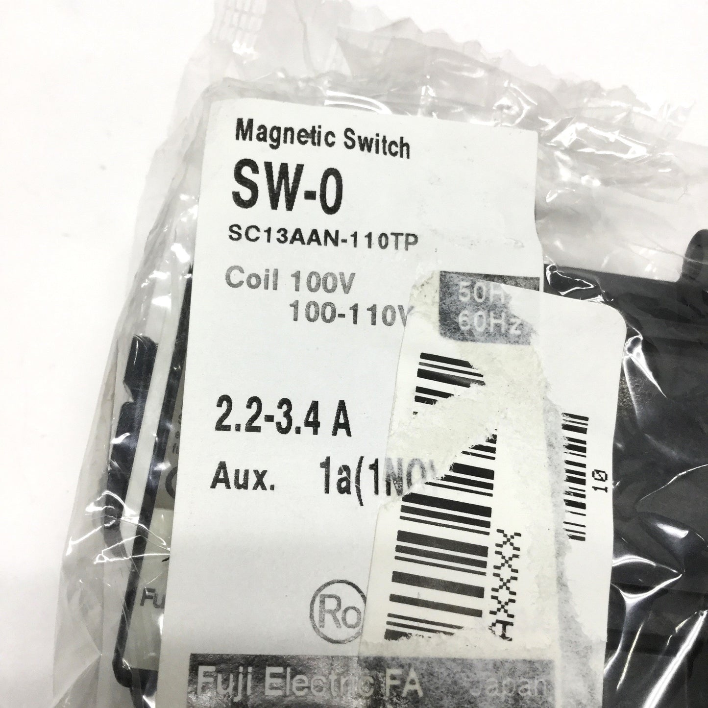 New Fuji SW-0 Magnetic Switch Starter, 3-Pole+1NO, 2.2-3.4A Overload Relay, 100VAC