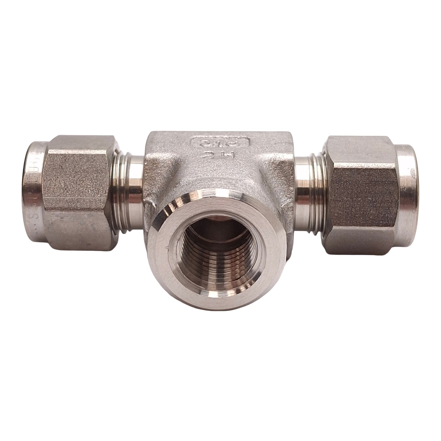 New SSP ISSD6FBT4 Duolok Female Branch Tee Fitting, 316SS, ø1/2in OD Tube, 1/4in NPT