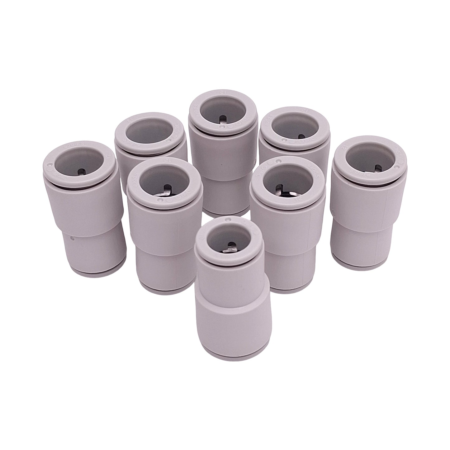 New Lot of 8 SMC KQ2H10-12A One-Touch Fitting, ø12mm Tube x ø10mm Tube, -100kPa~1MPa
