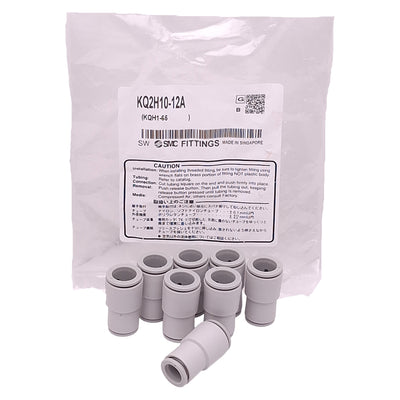 New Lot of 8 SMC KQ2H10-12A One-Touch Fitting, ø12mm Tube x ø10mm Tube, -100kPa~1MPa