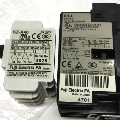 New – Open box Fuji SH-4 Industrial Relay Contactor, 8NO, 10A 600VAC, 200VAC Coil *Broken Rib*