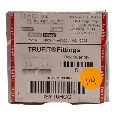 New Lot of 5 SSP ISST6HCG Trufit Female Hex Pipe Coupling, 316SS, 3/8in NPT