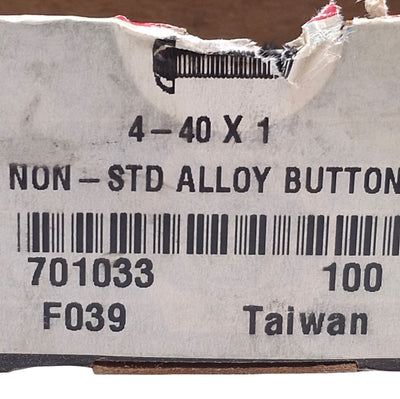 New Lot of 200 Brighton Best 701033 Button Socket Cap Screw #4 UNC Thread, 1in