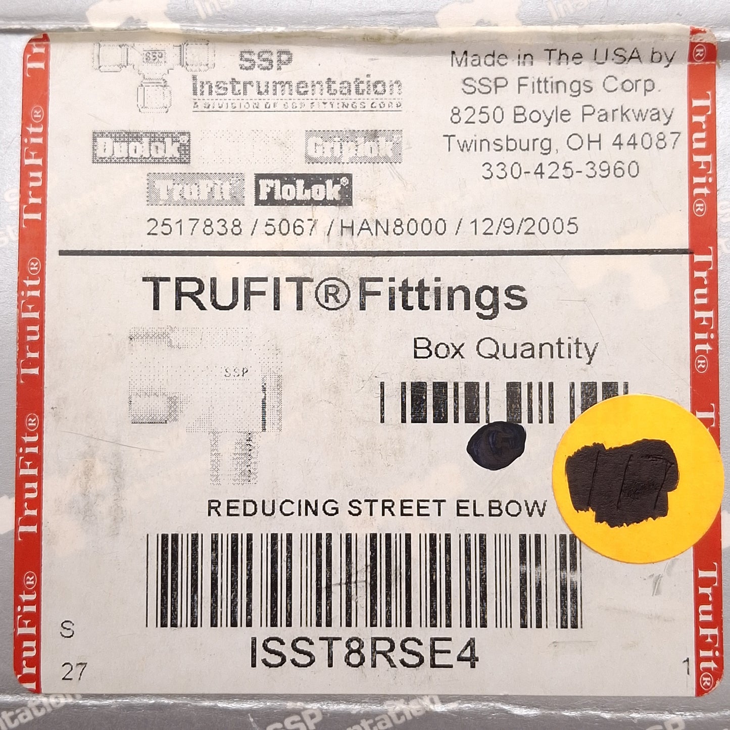 New SSP ISST8RSE4 TruFit Reducing Street Elbow, 1/2in NPT Female, 1/4in NPT Male