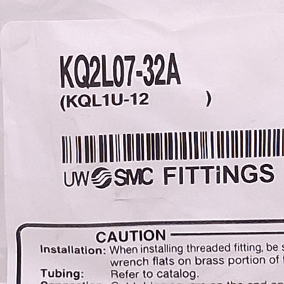 New Lot of 10 SMC KQ2L07-32A One-Touch Union Elbow Fitting, ø1/4in Tube x #10-32UNF