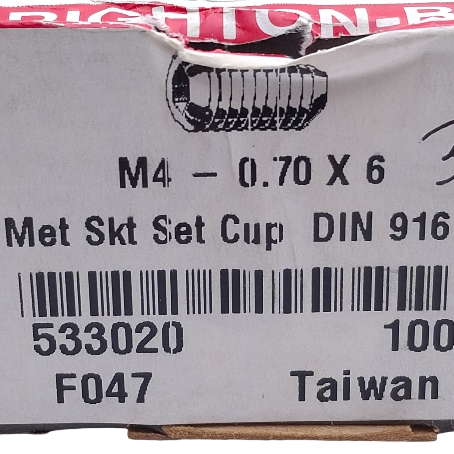 New Lot of 300 Brighton Best 533020 Grub Screw M4 Thread, 6mm Length, 0.7mm Pitch