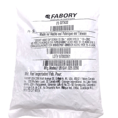 New Lot of 50 Zoro Select U51041.025.0200 Socket Head Cap Screws, 1/4"-28 x 2"