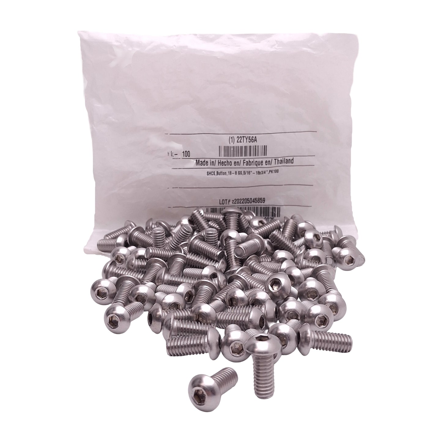 New Lot of 100 Grainger U51030.031.0075 Socket Head Cap Screw, 5/16in-18 x 3/4in L