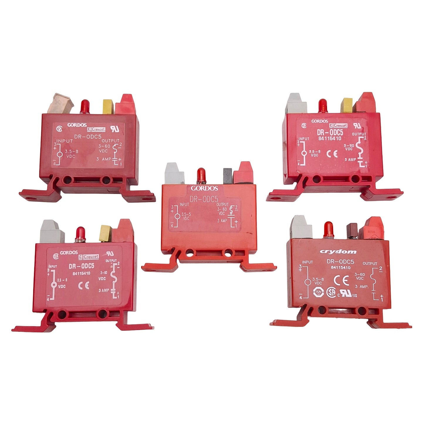 Used Lot of 5 Gordos DR-ODC5 DC Output Module 5VDC Input, 3-60VDC 3A Output, DIN Rail