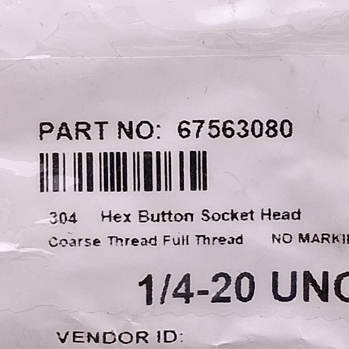 New Lot of 100 MSC 67563080 Button Socket Cap Screw, 1/4in-20 Thread x 3/4in L, SS
