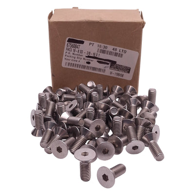 New Lot of 60 MSC 67560847 Flat Socket Cap Screw, 3/8in-16 Thread x 1in Length, SS